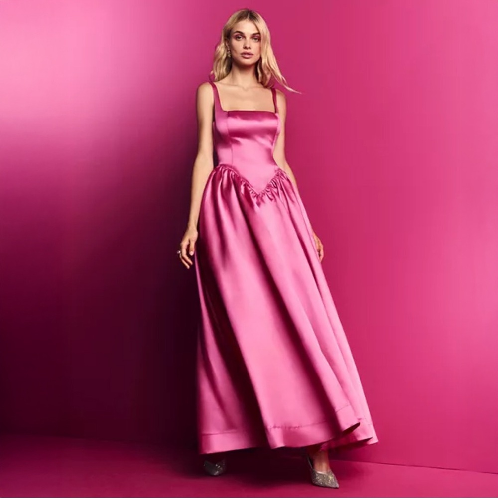 Wicked x Aqua Satin Ball Gown in Hot Pink